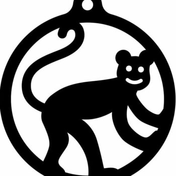 Intra απο ξύλο plywood 3mm-4mm πάχος – Χριστουγεννιάτικο στολίδι μαϊμού 12x15 cm INTRAVECTRY-MY548367 - Image 3