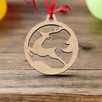 Intra απο ξύλο plywood 3mm-4mm πάχος – Χριστουγεννιάτικο μπιχλιμπίδι ελαφιού 25x25 cm INTRAVECTRY-MY547140 - Image 2