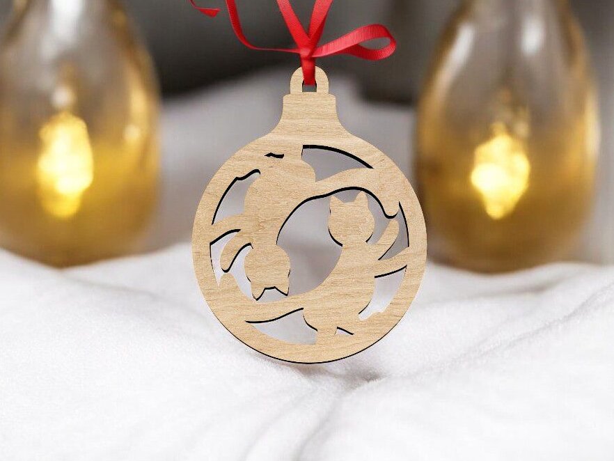 Intra απο ξύλο plywood 3mm-4mm πάχος – Στολίδι Γιν Γιανγκ Γάτες 10x10 cm INTRAVECTRY-MY547142