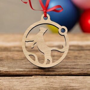 Intra απο ξύλο plywood 3mm-4mm πάχος – Χριστουγεννιάτικο δέντρο στολίδι γάτα 12x15 cm INTRAVECTRY-MY560004