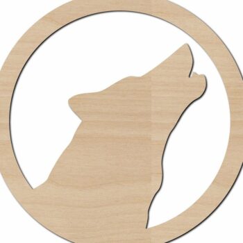 Intra απο ξύλο plywood 3mm-4mm πάχος – ξύλο Ξύλινης αποκοπής κύκλου με έμβλημα κεφαλιού Wolf Wolf Wolf 50x60 cm INTRAVECTRY-MY561289 - Image 1