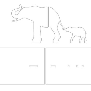 Intra απο ξύλο plywood 3mm-4mm πάχος – ξύλο Elephant Family Bookends 35x40 cm INTRAVECTRY-MY545145 - Image 2