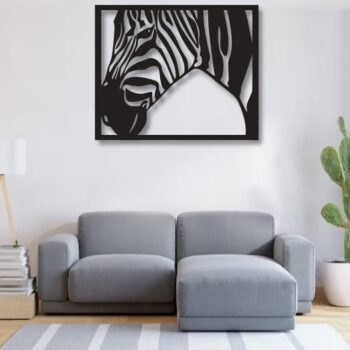 Intra απο ξύλο plywood 3mm-4mm πάχος – ξύλο Zebra Head Metal Art Panel Wall Art 20x20 cm INTRAVECTRY-MY545147 - Image 1