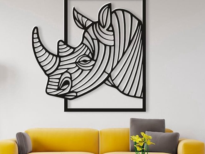 Intra απο ξύλο plywood 3mm-4mm πάχος – Μεταλλικό Rhino Wall Art Panel DXF ξύλο 40x45 cm INTRAVECTRY-MY560842