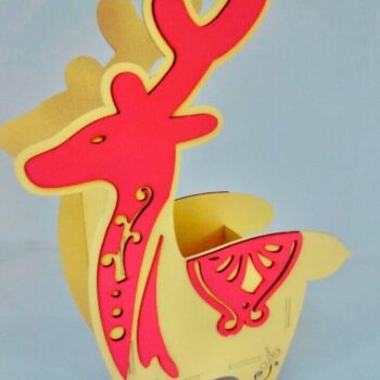 Intra απο ξύλο plywood 3mm-4mm πάχος – Πρότυπο βάσης μολυβιού τάρανδος για κοπή με λέιζερ 30x35 cm INTRAVECTRY-MY556269 - Image 1