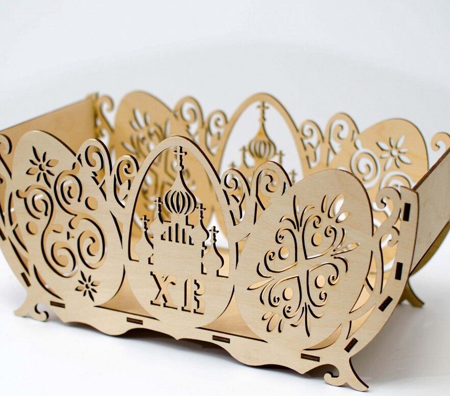 Intra απο ξύλο plywood 3mm-4mm πάχος – Πασχαλινό καλάθι για αυγά και γλυκά ξύλο 30x35 cm INTRAVECTRY-MY545184