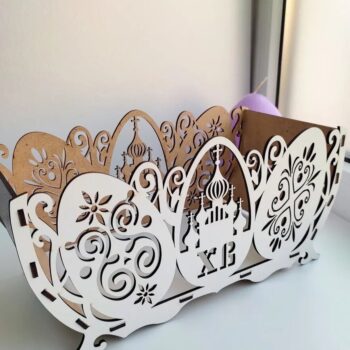 Intra απο ξύλο plywood 3mm-4mm πάχος – Πασχαλινό καλάθι για αυγά και γλυκά ξύλο 50x60 cm INTRAVECTRY-MY552419 - Image 2