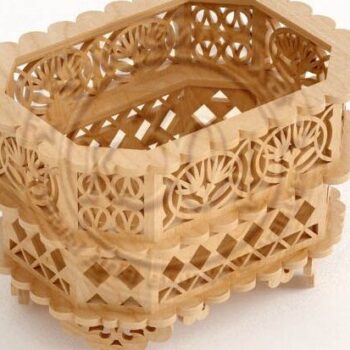 Intra απο ξύλο plywood 3mm-4mm πάχος – Διώροφο ξύλο Καλαθιού Fretwork 40x45 cm INTRAVECTRY-MY554466 - Image 1