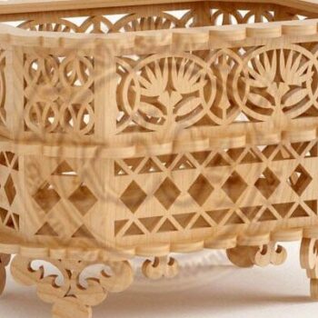 Intra απο ξύλο plywood 3mm-4mm πάχος – Διώροφο ξύλο Καλαθιού Fretwork 40x45 cm INTRAVECTRY-MY554466 - Image 2