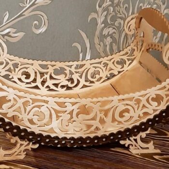 Intra απο ξύλο plywood 3mm-4mm πάχος – Ξύλινο καλάθι με φρούτα Μπολ καραμέλα με λίμα λαβής 20x25 cm INTRAVECTRY-MY557732 - Image 2