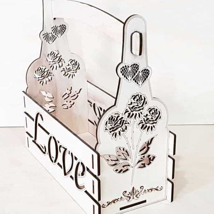 Intra απο ξύλο plywood 3mm-4mm πάχος – Καλάθι από κόντρα πλακέ με σχέδιο φλοράλ κοπής 30x35 cm INTRAVECTRY-MY555434