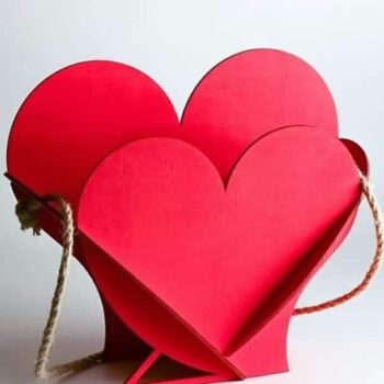 Intra απο ξύλο plywood 3mm-4mm πάχος – Πρότυπο Ξύλινο καλάθι λουλουδιών σε σχήμα καρδιάς 4mm 45x50 cm INTRAVECTRY-MY557001 - Image 1