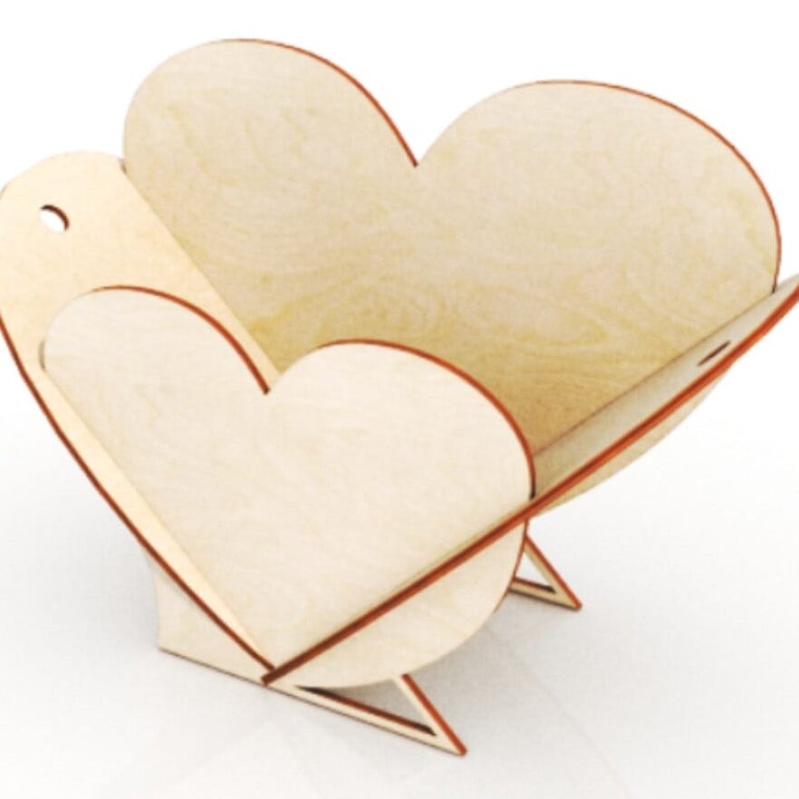 Intra απο ξύλο plywood 3mm-4mm πάχος – Πρότυπο καλάθι λουλουδιών σε σχήμα καρδιάς 3mm 15x20 cm INTRAVECTRY-MY545203