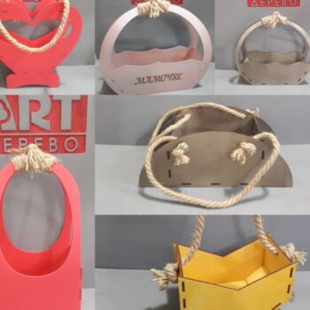 Intra απο ξύλο plywood 3mm-4mm πάχος – Κρεμαστό ξύλο συλλογής καλάθι λουλουδιών 20x25 cm INTRAVECTRY-MY555989 - Image 1