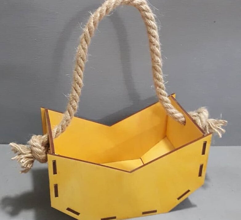 Intra απο ξύλο plywood 3mm-4mm πάχος – ξύλο Μοναδικού Στυλ Σχοινί Κρεμαστό καλάθι λουλουδιών 30x35 cm INTRAVECTRY-MY555990