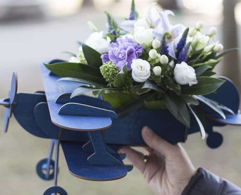 Intra απο ξύλο plywood 3mm-4mm πάχος – Γλάστρα μοντέλο αεροπλάνου 40x45 cm INTRAVECTRY-MY545222