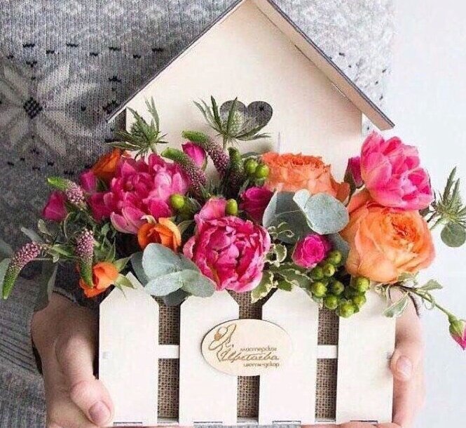 Intra απο ξύλο plywood 3mm-4mm πάχος – Καλάθι δώρου σε σχήμα λουλουδιού 20x20 cm INTRAVECTRY-MY556642