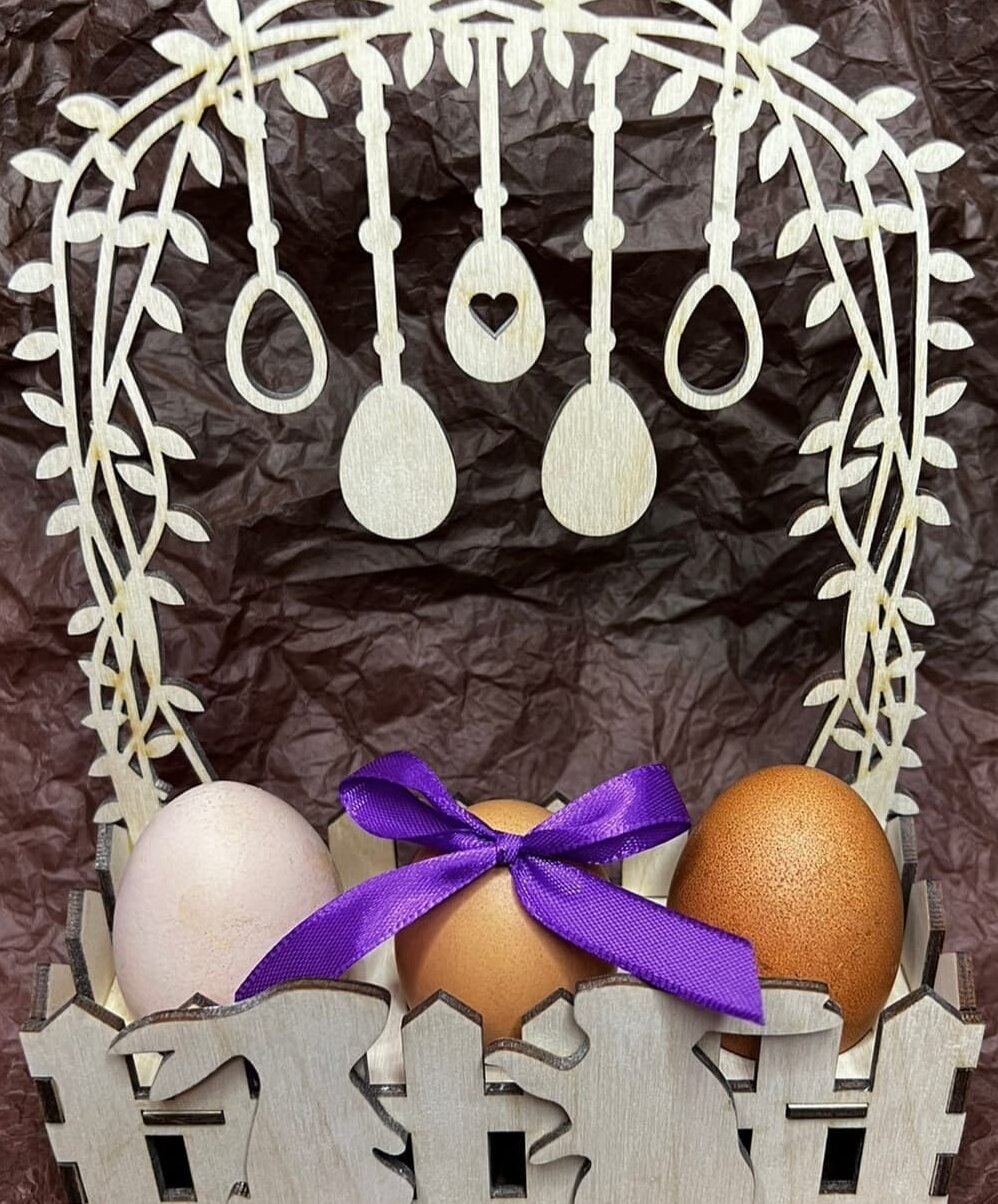 Intra απο ξύλο plywood 3mm-4mm πάχος – Πασχαλινό καλάθι με αυγά λαγουδάκι 20x20 cm INTRAVECTRY-MY545226