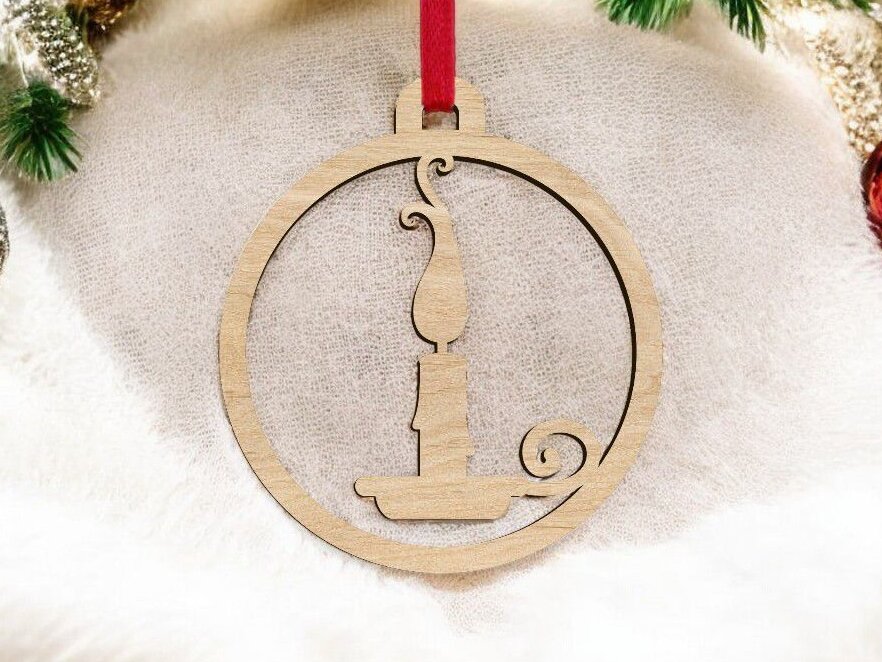 Intra απο ξύλο plywood 3mm-4mm πάχος – Χριστουγεννιάτικο στολίδι με κερί 12x15 cm INTRAVECTRY-MY546508