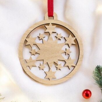 Intra απο ξύλο plywood 3mm-4mm πάχος – Χριστουγεννιάτικο μπιχλιμπίδι αστεριών 20x25 cm INTRAVECTRY-MY553096 - Image 1