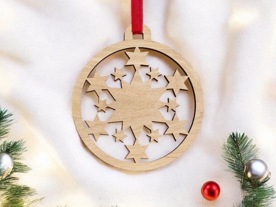 Intra απο ξύλο plywood 3mm-4mm πάχος – Χριστουγεννιάτικο μπιχλιμπίδι αστεριών 50x60 cm INTRAVECTRY-MY546511