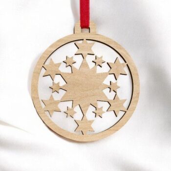 Intra απο ξύλο plywood 3mm-4mm πάχος – Χριστουγεννιάτικο μπιχλιμπίδι αστεριών 20x25 cm INTRAVECTRY-MY553096 - Image 2