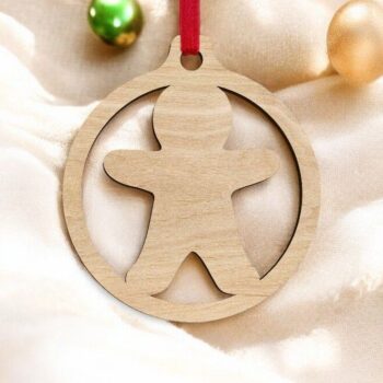 Intra απο ξύλο plywood 3mm-4mm πάχος – Μπάλα Χριστουγεννιάτικου Δέντρου από Gingerbread Man 40x40 cm INTRAVECTRY-MY550621 - Image 1