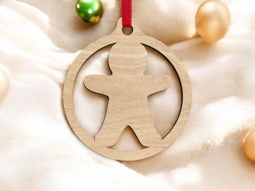 Intra απο ξύλο plywood 3mm-4mm πάχος – Μπάλα Χριστουγεννιάτικου Δέντρου από Gingerbread Man 25x25 cm INTRAVECTRY-MY551476