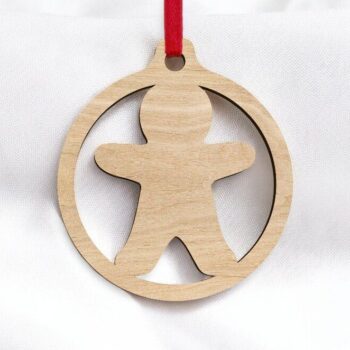 Intra απο ξύλο plywood 3mm-4mm πάχος – Μπάλα Χριστουγεννιάτικου Δέντρου από Gingerbread Man 40x40 cm INTRAVECTRY-MY550621 - Image 2