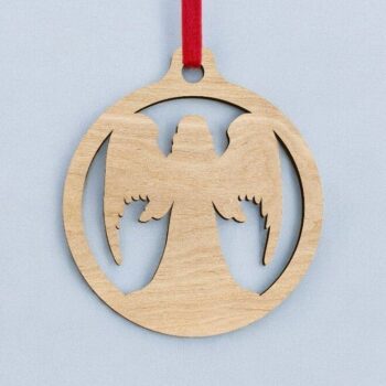 Intra απο ξύλο plywood 3mm-4mm πάχος – Μπάλα στολισμού Χριστουγεννιάτικου Δέντρου Αγγέλου 50x60 cm INTRAVECTRY-MY553106 - Image 2