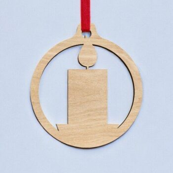 Intra απο ξύλο plywood 3mm-4mm πάχος – Μπάλα κεριών διακόσμηση Χριστουγεννιάτικου Δέντρου 15x20 cm INTRAVECTRY-MY551482 - Image 2