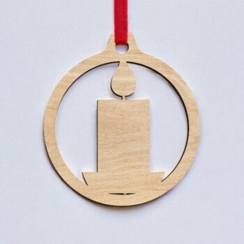 Intra απο ξύλο plywood 3mm-4mm πάχος – Χριστουγεννιάτικο κεράκι μπιχλιμπίδι 10x10 cm INTRAVECTRY-MY545263 - Image 2