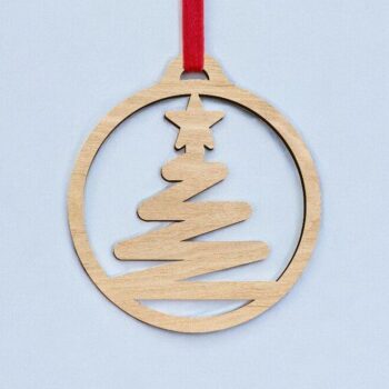 Intra απο ξύλο plywood 3mm-4mm πάχος – Μπιχλιμπίδι με χριστουγεννιάτικο δέντρο ζιγκ-ζαγκ 45x50 cm INTRAVECTRY-MY553113 - Image 2