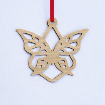 Intra απο ξύλο plywood 3mm-4mm πάχος – Μπιχλιμπίδι χριστουγεννιάτικου δέντρου πεταλούδας 25x25 cm INTRAVECTRY-MY553127 - Image 1