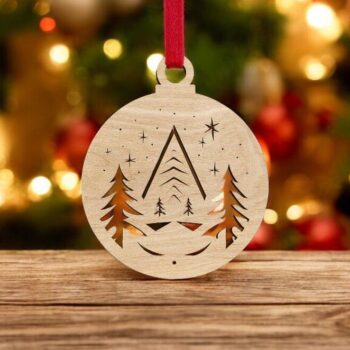 Intra απο ξύλο plywood 3mm-4mm πάχος – Χριστουγεννιάτικο δέντρο μπιχλιμπίδι 15x20 cm INTRAVECTRY-MY548054 - Image 1