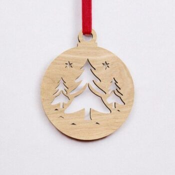 Intra απο ξύλο plywood 3mm-4mm πάχος – Διακοσμητική μπάλα Χριστουγεννιάτικου Δέντρου 35x40 cm INTRAVECTRY-MY552574 - Image 2