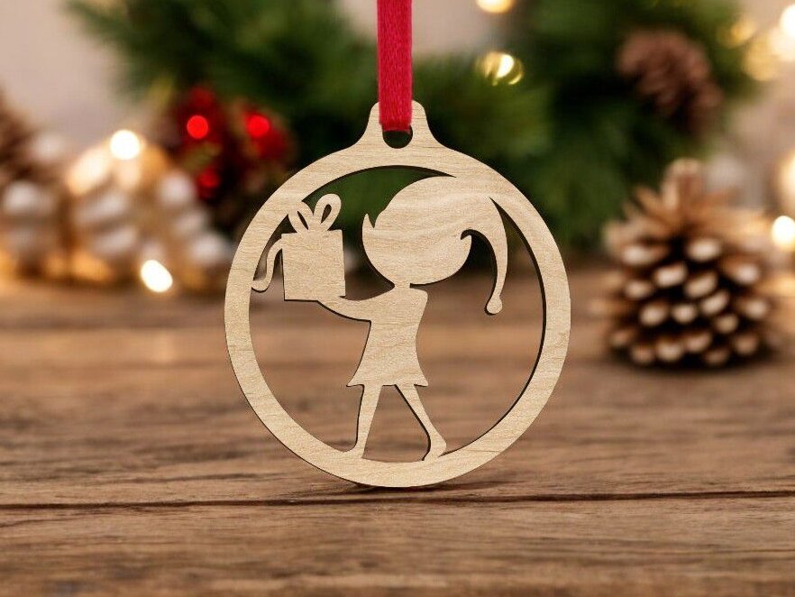 Intra απο ξύλο plywood 3mm-4mm πάχος – Χριστουγεννιάτικο μπιχλιμπίδι ξωτικού 50x60 cm INTRAVECTRY-MY551510