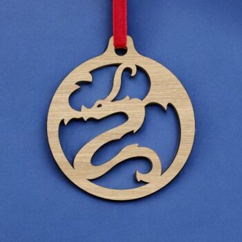 Intra απο ξύλο plywood 3mm-4mm πάχος – Χριστουγεννιάτικο μπιχλιμπίδι Dragon 15x20 cm INTRAVECTRY-MY549855 - Image 1