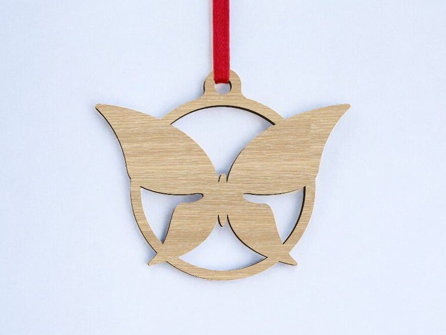 Intra απο ξύλο plywood 3mm-4mm πάχος – Χριστουγεννιάτικη μπάλα πεταλούδας 50x60 cm INTRAVECTRY-MY551512