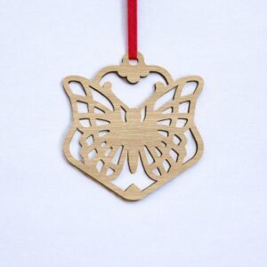 Intra απο ξύλο plywood 3mm-4mm πάχος – Διακοσμητικό χριστουγεννιάτικο δέντρο με μπιχλιμπίδι πεταλούδας 15x20 cm INTRAVECTRY-MY551513