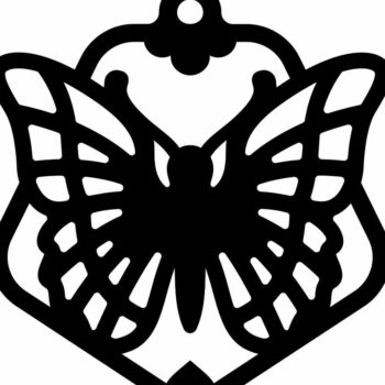 Intra απο ξύλο plywood 3mm-4mm πάχος – Διακοσμητικό χριστουγεννιάτικο δέντρο με μπιχλιμπίδι πεταλούδας 15x20 cm INTRAVECTRY-MY551513 - Image 2