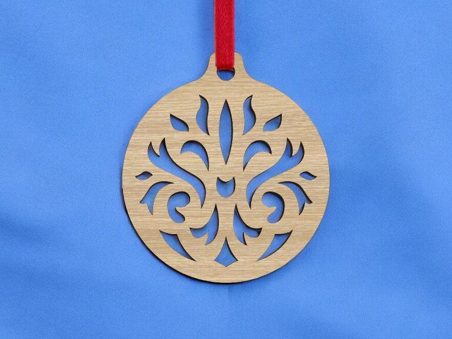 Intra απο ξύλο plywood 3mm-4mm πάχος – Μπιχλιμπίδι χριστουγεννιάτικο δέντρο με λουλούδια 25x25 cm INTRAVECTRY-MY553151