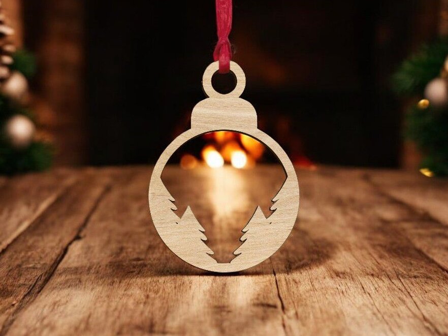 Intra απο ξύλο plywood 3mm-4mm πάχος – Χριστουγεννιάτικο στολίδι πεύκου 50x60 cm INTRAVECTRY-MY551531