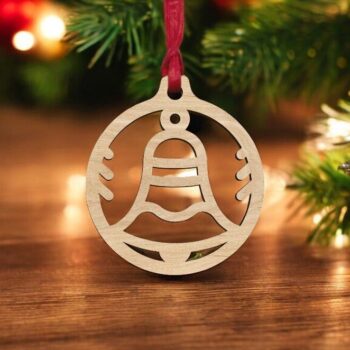 Intra απο ξύλο plywood 3mm-4mm πάχος – Χριστουγεννιάτικο μπιχλιμπίδι καμπάνας 40x40 cm INTRAVECTRY-MY551553 - Image 1