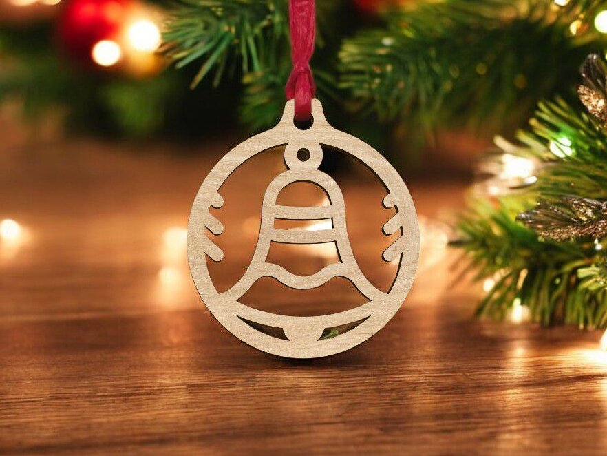 Intra απο ξύλο plywood 3mm-4mm πάχος – Χριστουγεννιάτικο μπιχλιμπίδι καμπάνας 40x40 cm INTRAVECTRY-MY551553