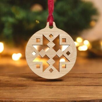 Intra απο ξύλο plywood 3mm-4mm πάχος – Μπιχλιμπίδι με νιφάδα χιονιού μοναδικής σχεδίασης 30x35 cm INTRAVECTRY-MY549414 - Image 1