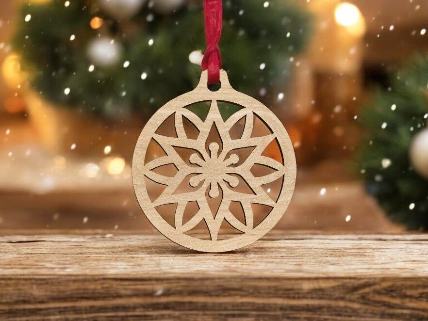 Intra απο ξύλο plywood 3mm-4mm πάχος – Χριστουγεννιάτικη διακόσμηση με νιφάδα χιονιού 30x30 cm INTRAVECTRY-MY551556