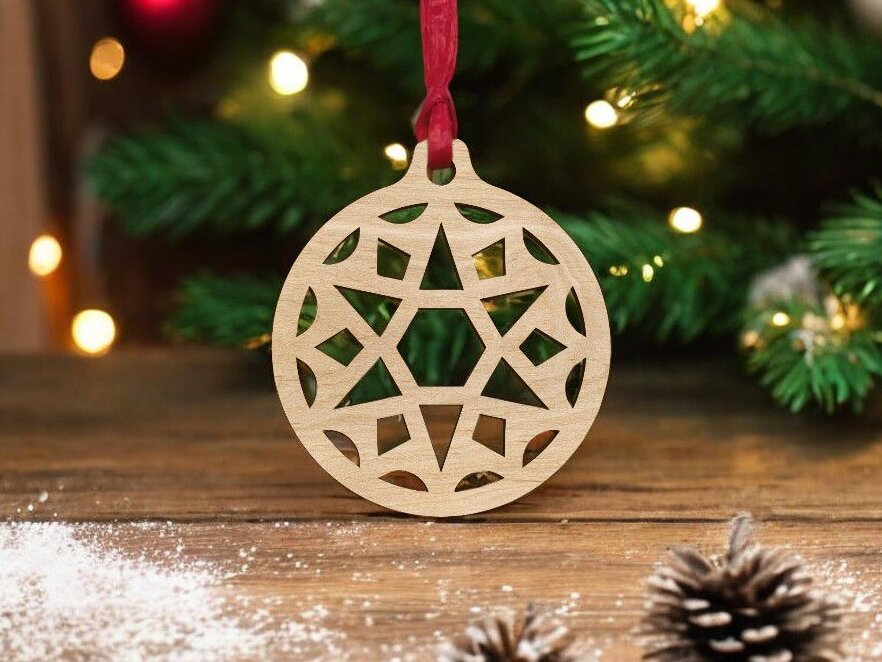 Intra απο ξύλο plywood 3mm-4mm πάχος – Χριστουγεννιάτικο στολίδι στρογγυλή μπάλα 30x30 cm INTRAVECTRY-MY551557