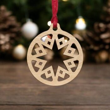 Intra απο ξύλο plywood 3mm-4mm πάχος – Στρογγυλό διακοσμητικό μπιχλιμπίδι Χριστουγεννιάτικου Δέντρου 20x20 cm INTRAVECTRY-MY546602 - Image 1