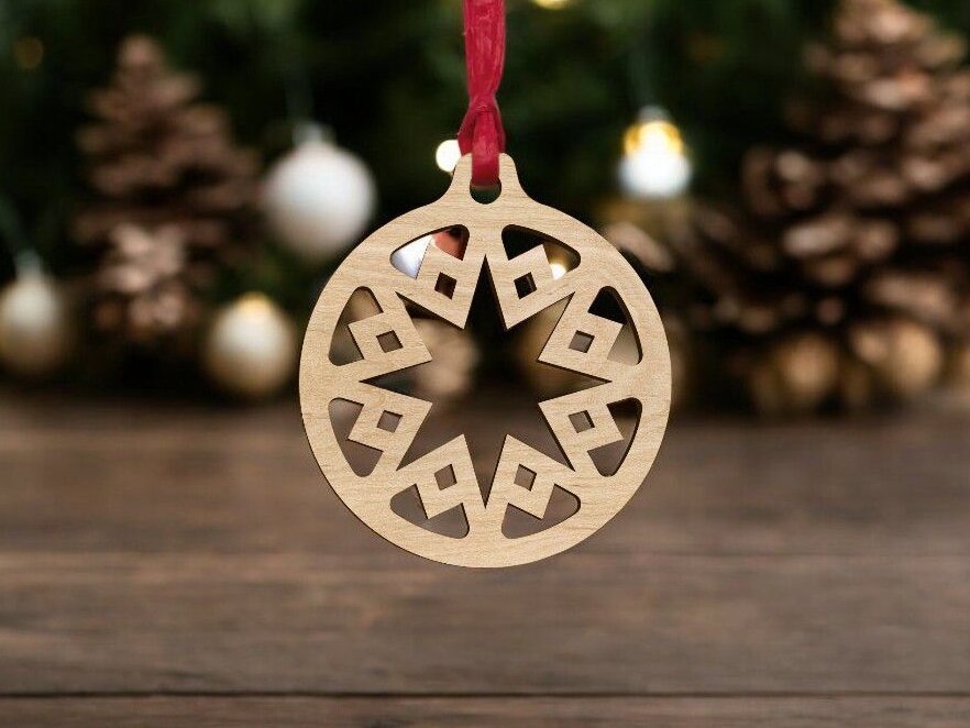 Intra απο ξύλο plywood 3mm-4mm πάχος – Στρογγυλό διακοσμητικό μπιχλιμπίδι Χριστουγεννιάτικου Δέντρου 40x40 cm INTRAVECTRY-MY545339